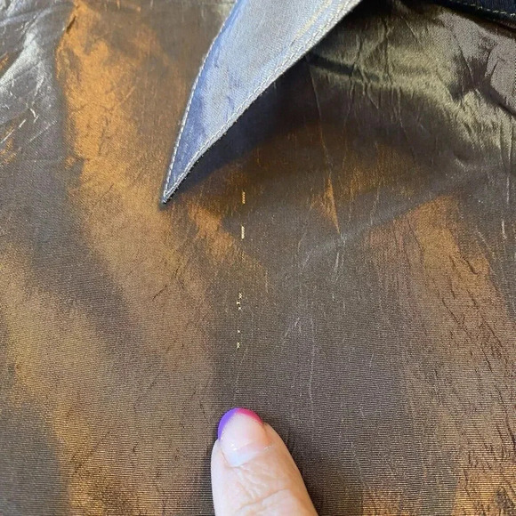 Victoire Y2K metallic Brown long sleeve button-up top satin Silk Blend Women’s S - Picture 11 of 11